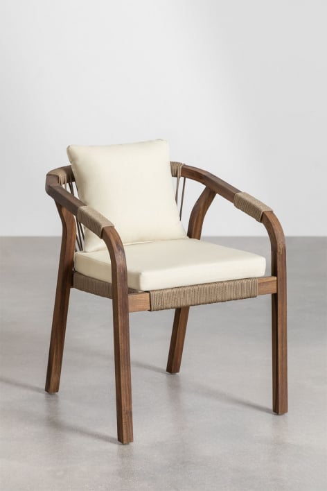 Lot de 2 Chaises de Salle à Manger avec Accoudoirs en Bois d'Acacia Dubaï - Blanc Gardenia