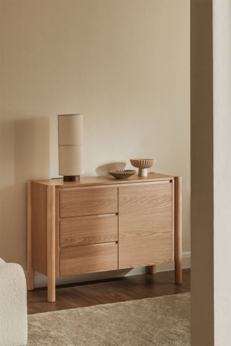 Buffet rectangulaire 110x45 cm en MDF plaqué chêne Munden