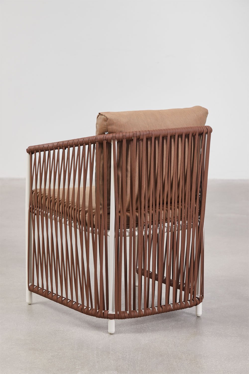 Lot de 4 chaises de salle à manger avec accoudoirs en aluminium et corde tressée Sophie, image de la galerie 5