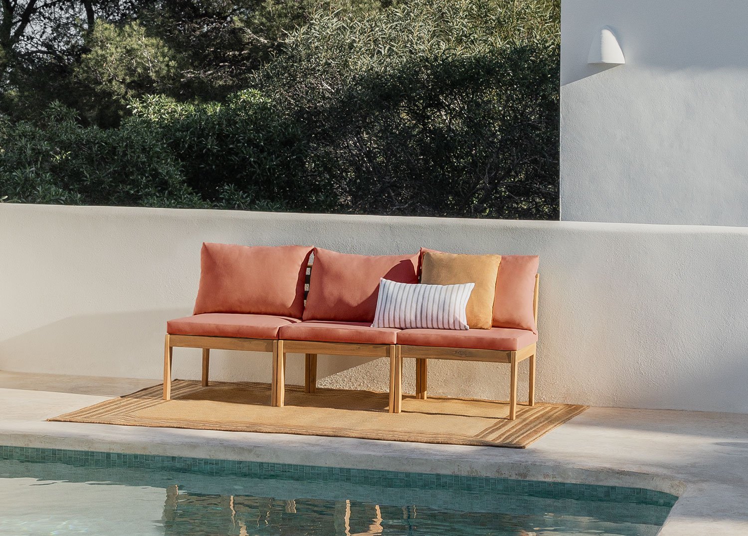 Canapé de jardin modulable 3 pièces en bois d'acacia Filips            , image de la galerie 1