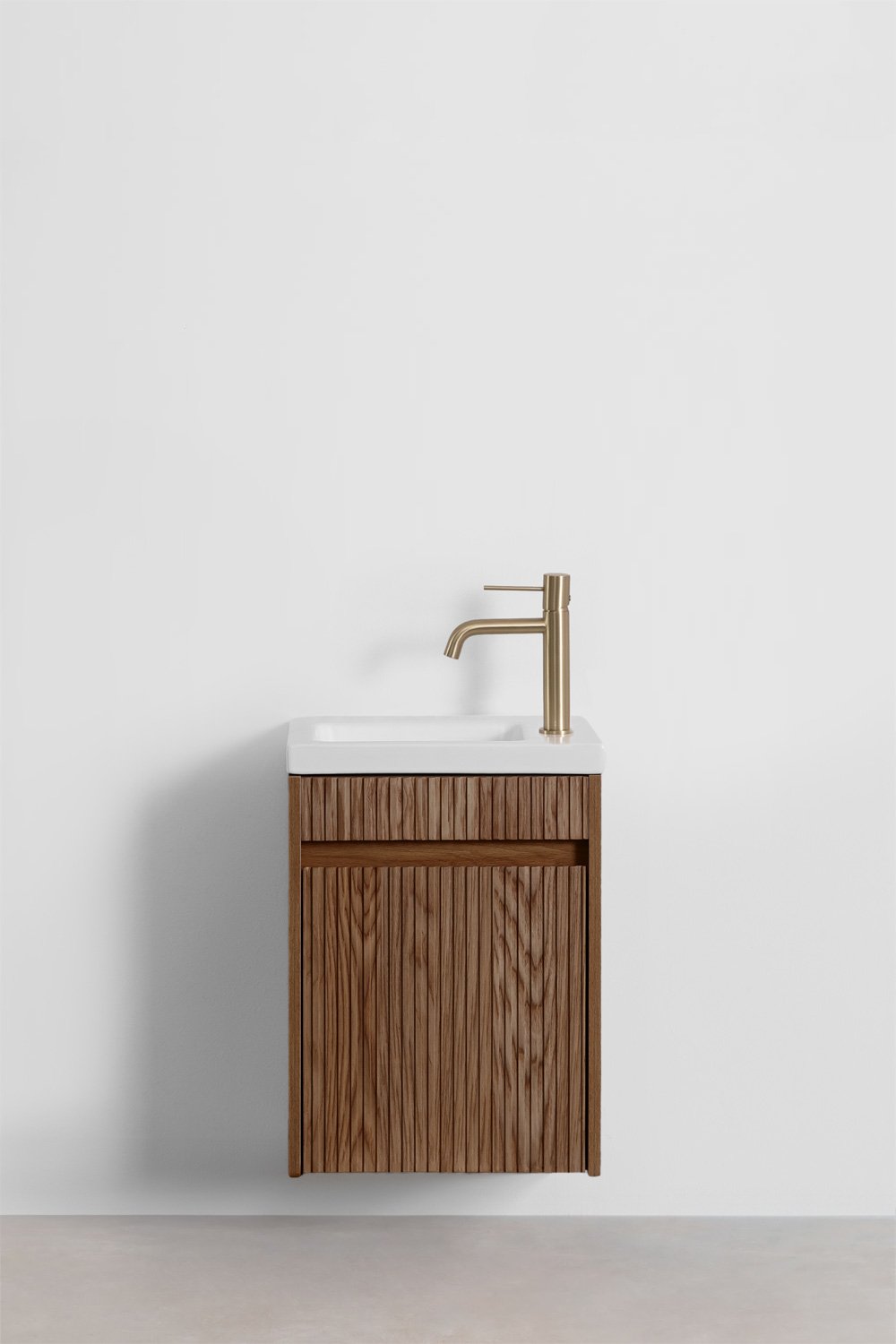 Ensemble de meuble de salle de bain en bois avec lavabo intégré Narek, image de la galerie 1
