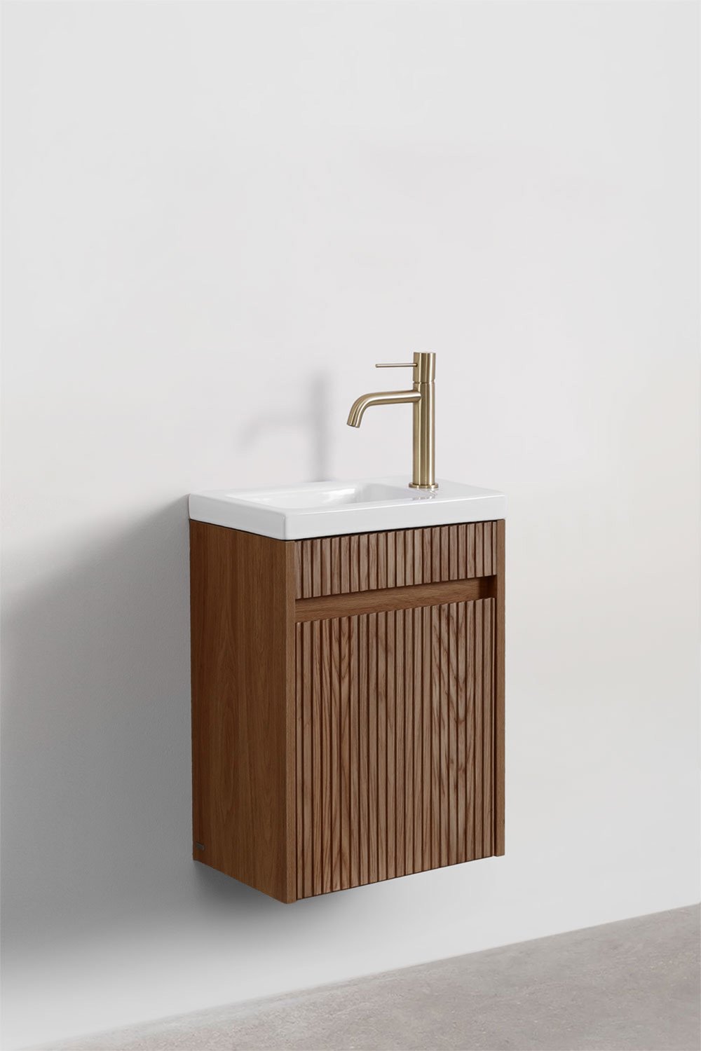 Ensemble de meuble de salle de bain en bois avec lavabo intégré Narek, image de la galerie 2