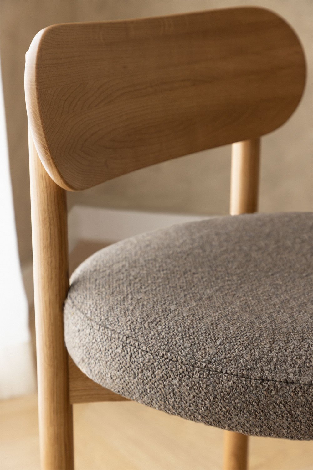 Lot de 4 chaises de salle à manger rembourrées en chêne Bianca, image de la galerie 2
