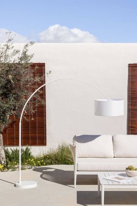 Lampadaire d'extérieur en lin et fer Vonera