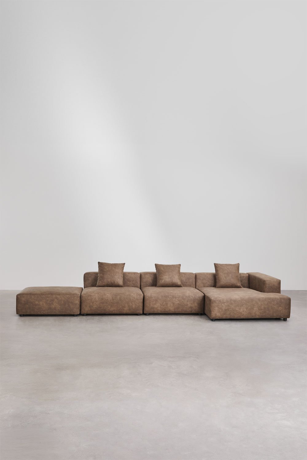 Canapé modulaire avec méridienne d'angle droit de 3 pièces avec pouf ↔︎450 cm Bruna , image de la galerie 4