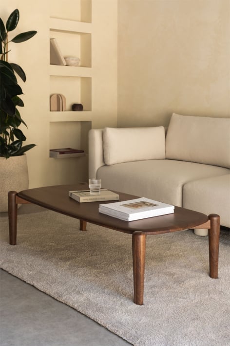 Table basse rectangulaire 120X60 cm en bois de manguier Gina