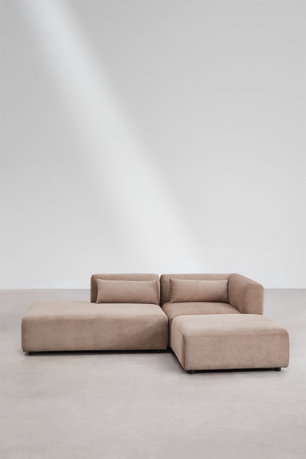 Canapé d'angle modulable 2 pièces avec méridienne gauche et pouf Fogler, image de la galerie 4