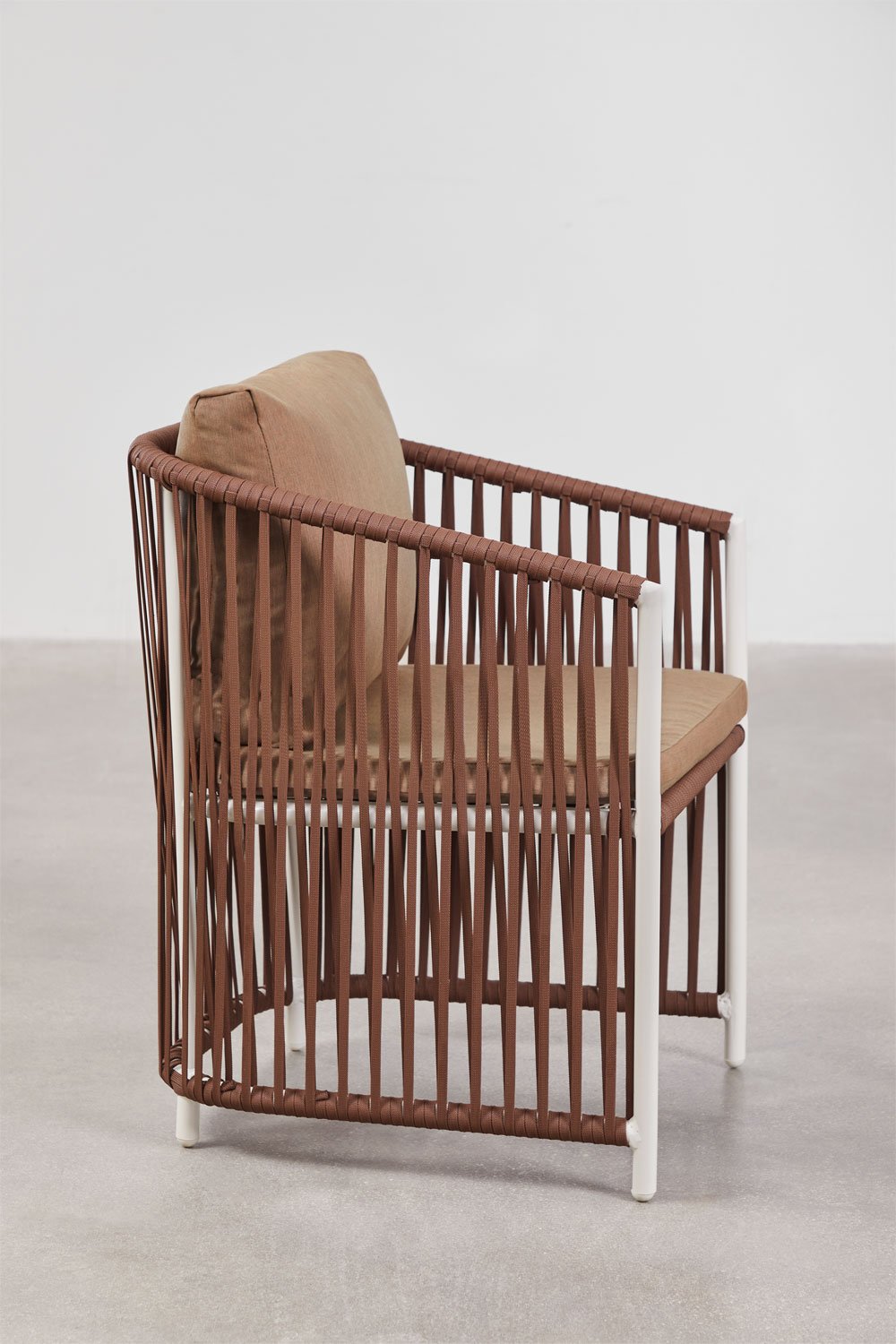 Chaise de jardin Sophie avec accoudoirs en aluminium et corde tressée, image de la galerie 4