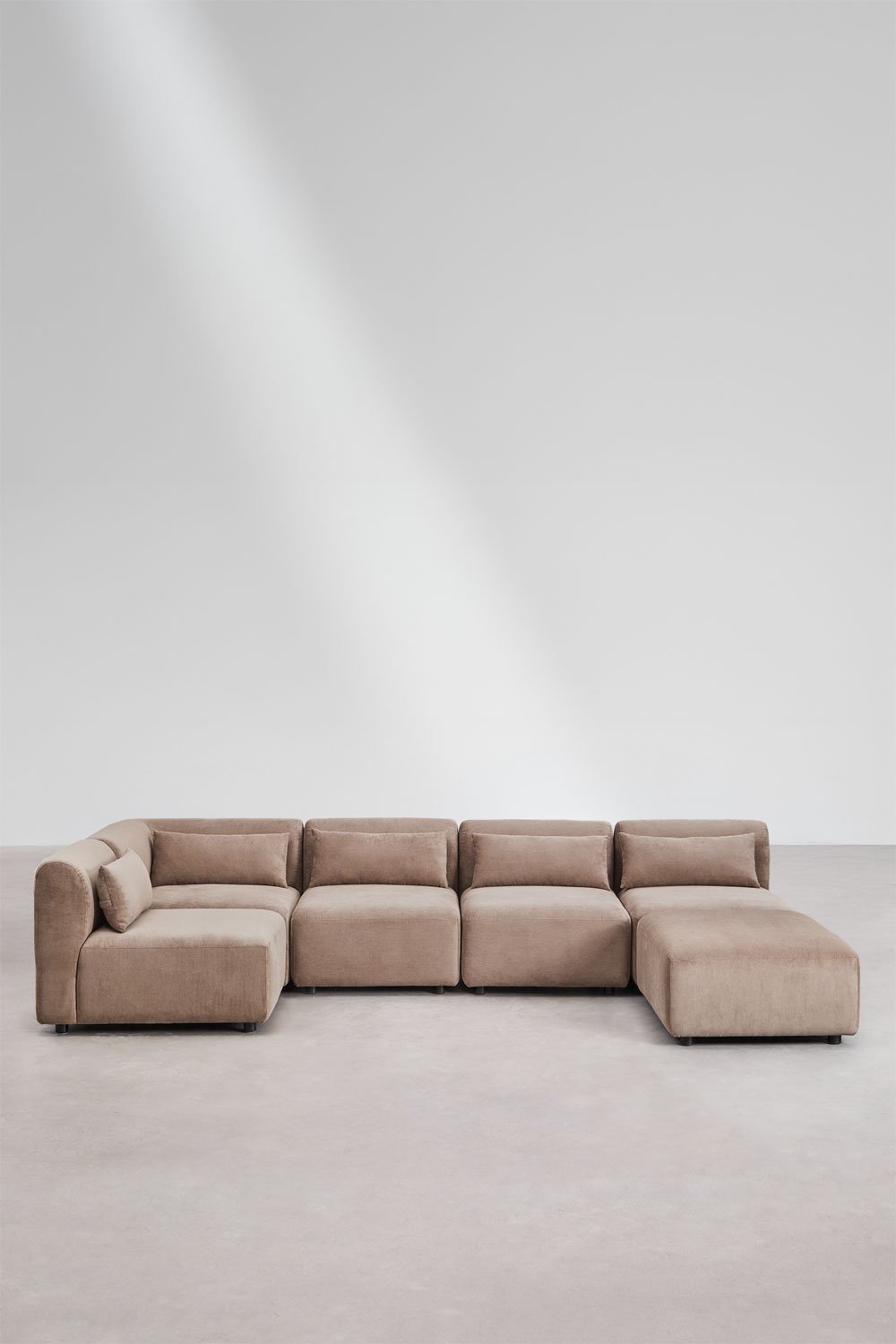 Canapé d'angle modulable 5 pièces avec pouf Fogler , image de la galerie 3