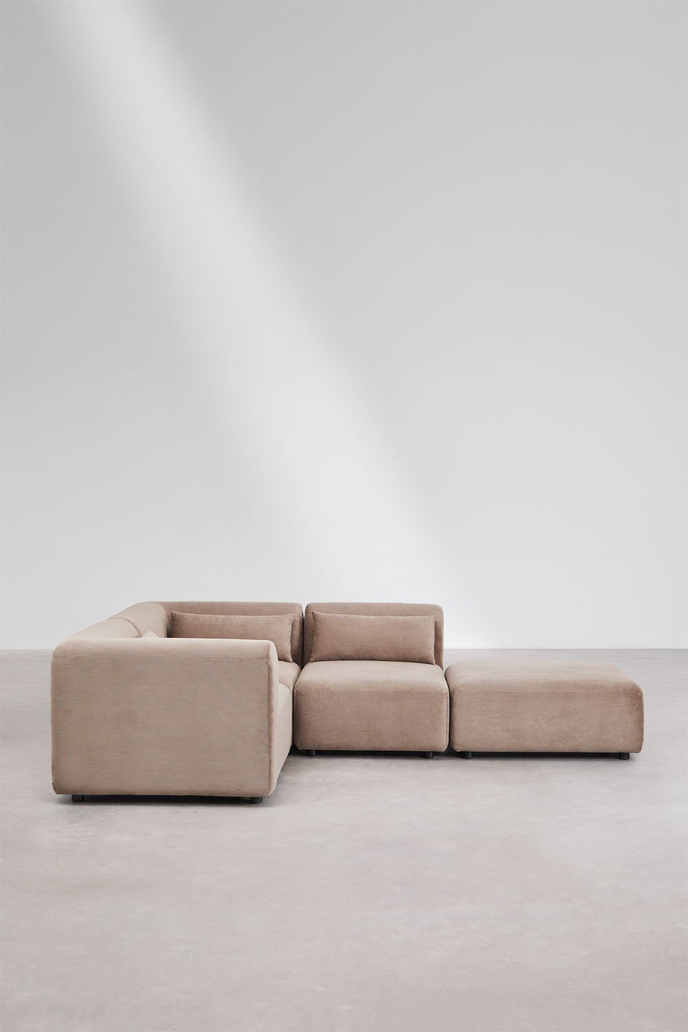 Canapé d'angle modulable 3 pièces avec pouf Fogler, image de la galerie 3