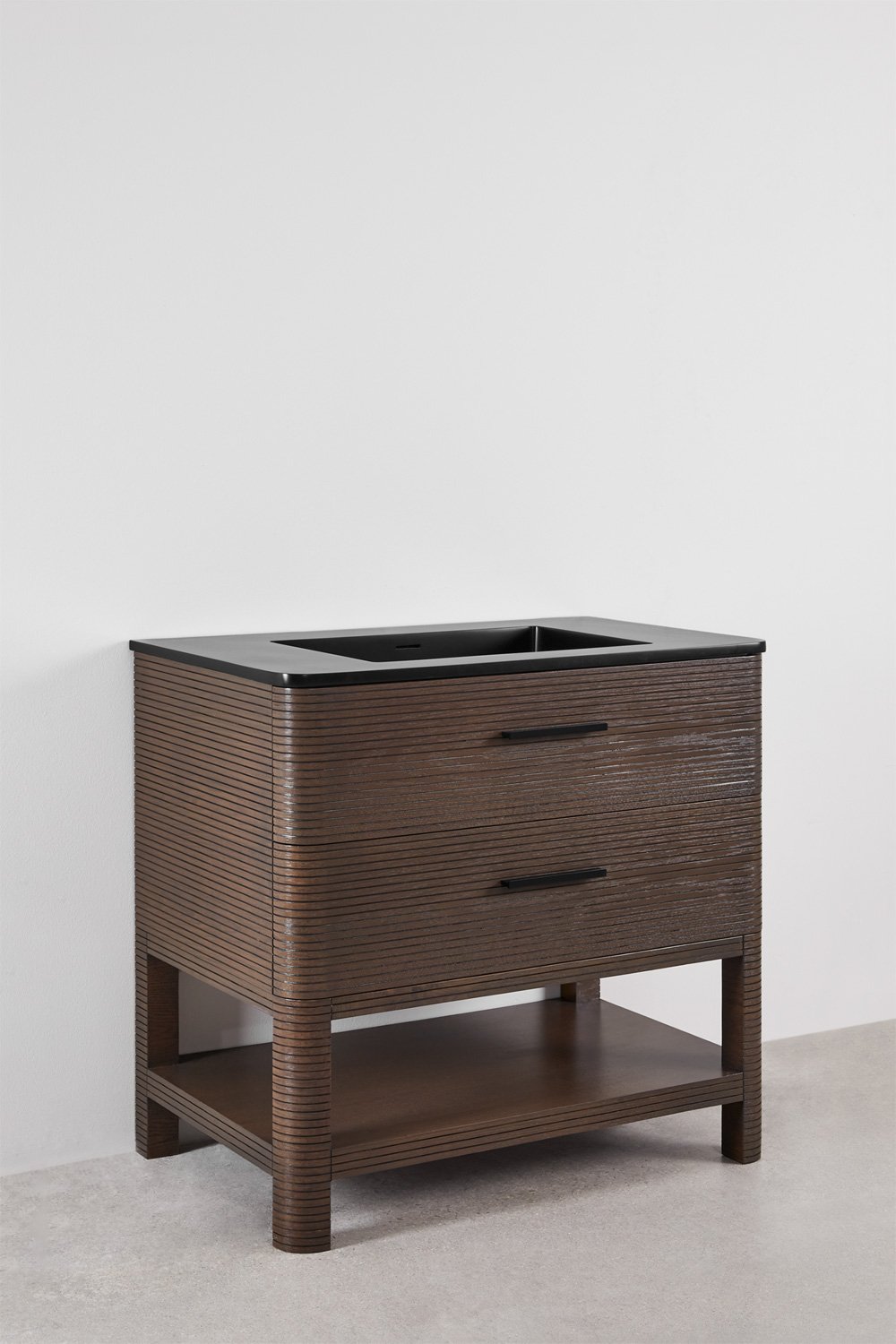 Ensemble de meuble de salle de bain en bois avec lavabo intégré Misene, image de la galerie 2