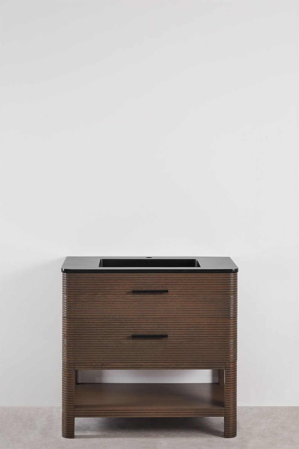 Ensemble de meuble de salle de bain en bois avec lavabo intégré Misene, image de la galerie 1