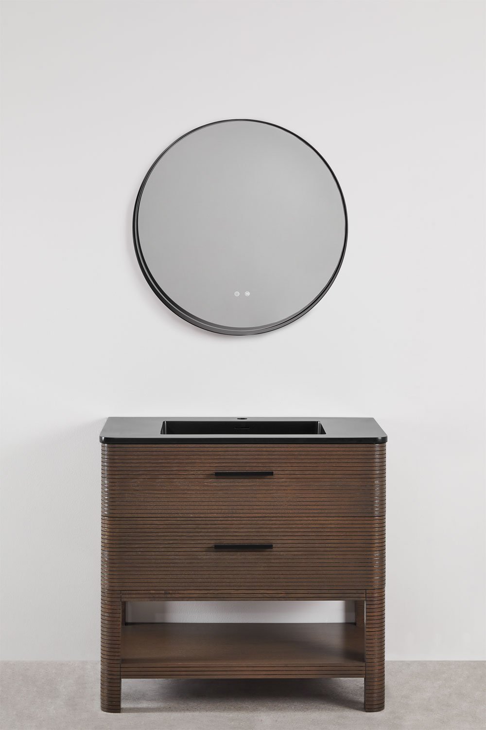 Ensemble de meuble de salle de bain en bois avec lavabo intégré Misene, image de la galerie 2