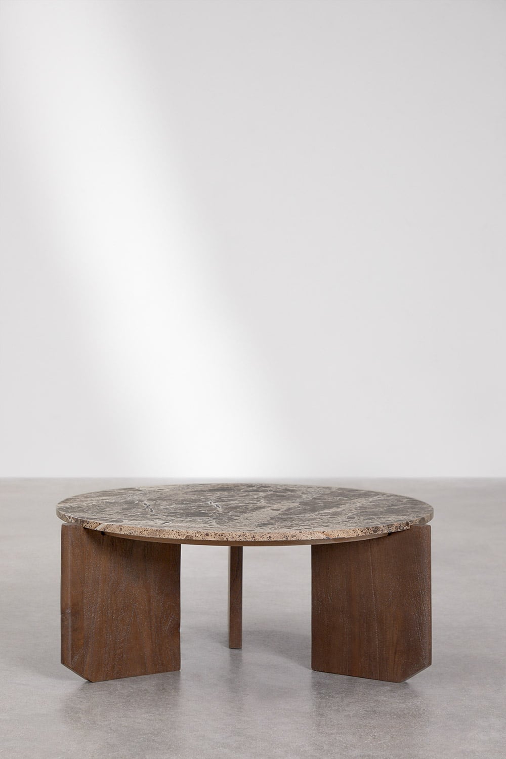Table basse ronde en pierre naturelle et bois de manguier Lavinia, image de la galerie 4