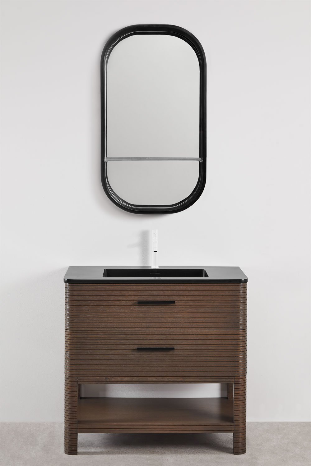 Ensemble meuble de salle de bain 90x50 cm en bois avec lavabo intégré Misene, image de la galerie 2