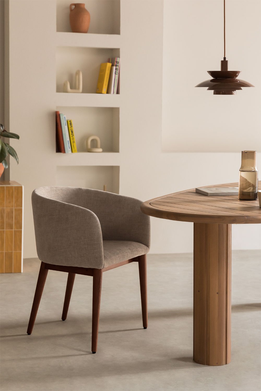 Pack de 4 chaises de salle à manger rembourrées Bunia avec accoudoirs, image de la galerie 1