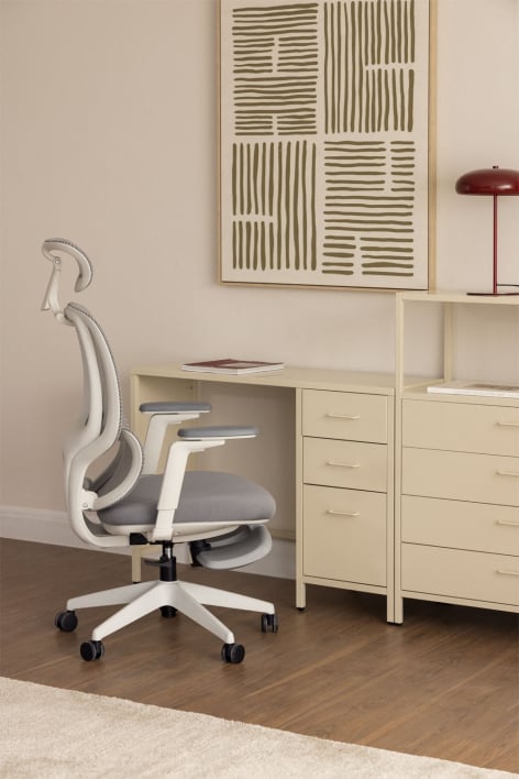 Chaise de bureau avec roulettes, accoudoirs et repose-pieds Saubion