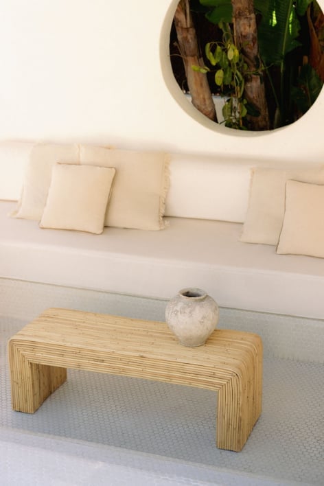 Table de centre rectangulaire en rotin (100x35 cm) Mekides