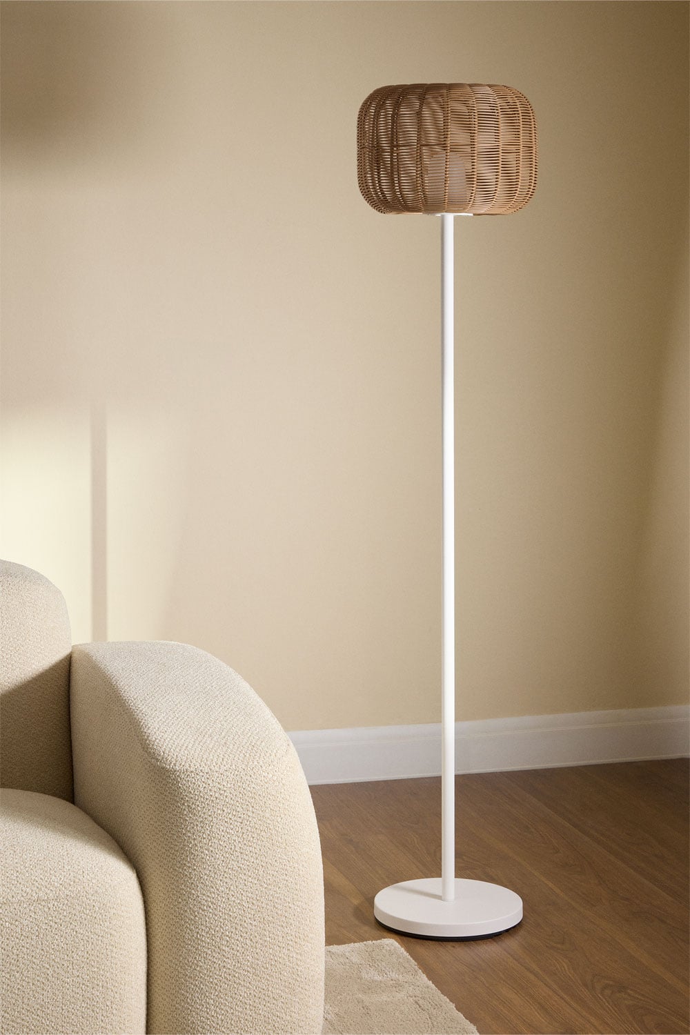 Lampadaire LED sans fil Ovela en fer et corde tressée , image de la galerie 7