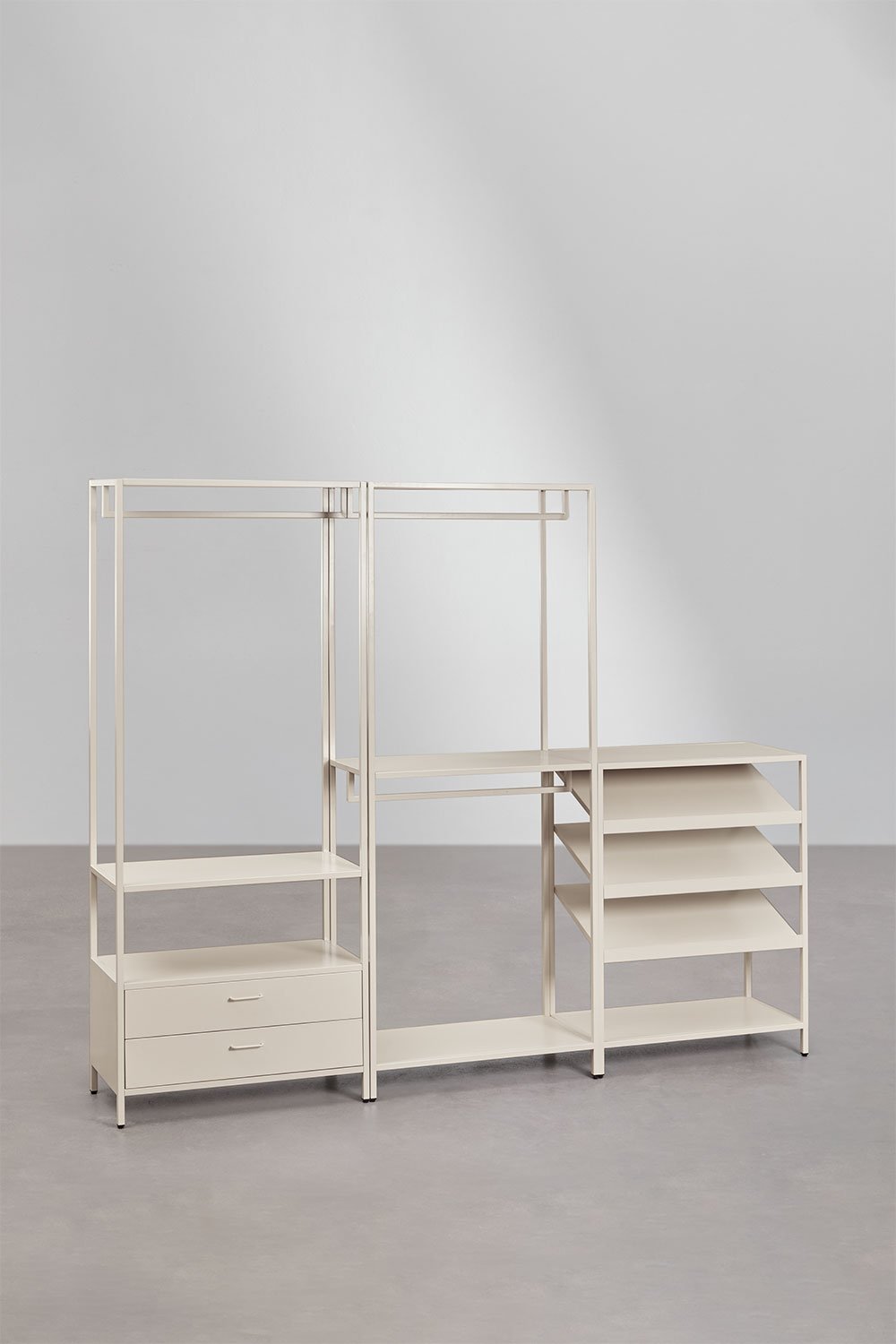 Armoire modulaire ouverte Janine 3 pièces avec étagère à chaussures basse en acier, image de la galerie 3