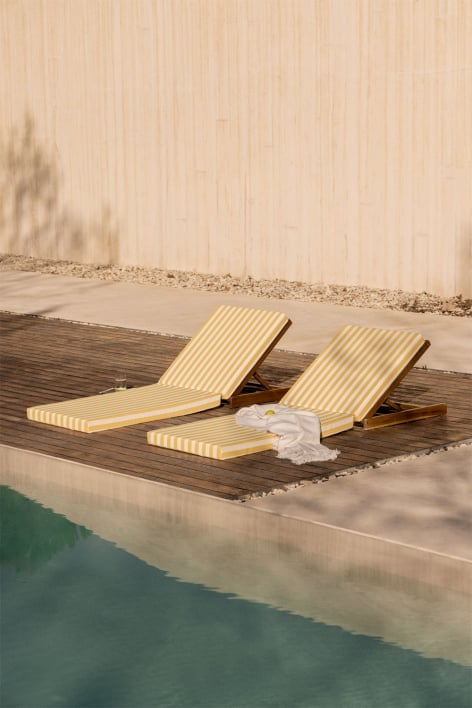 Chaise longue inclinable Idaira en bois d'acacia
