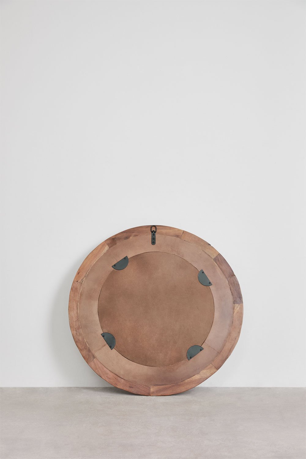 Miroir mural rond en bois recyclé Ø90 cm Malbork, image de la galerie 6