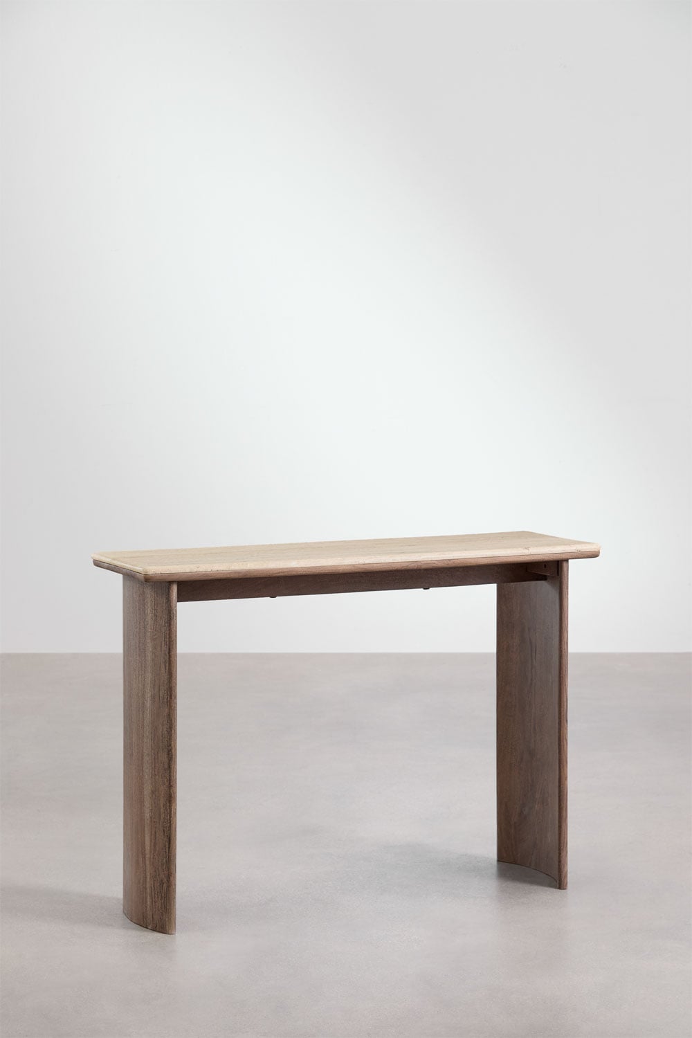 Console d'entrée 105x35 cm en travertin et bois d'acacia Casilda, image de la galerie 4
