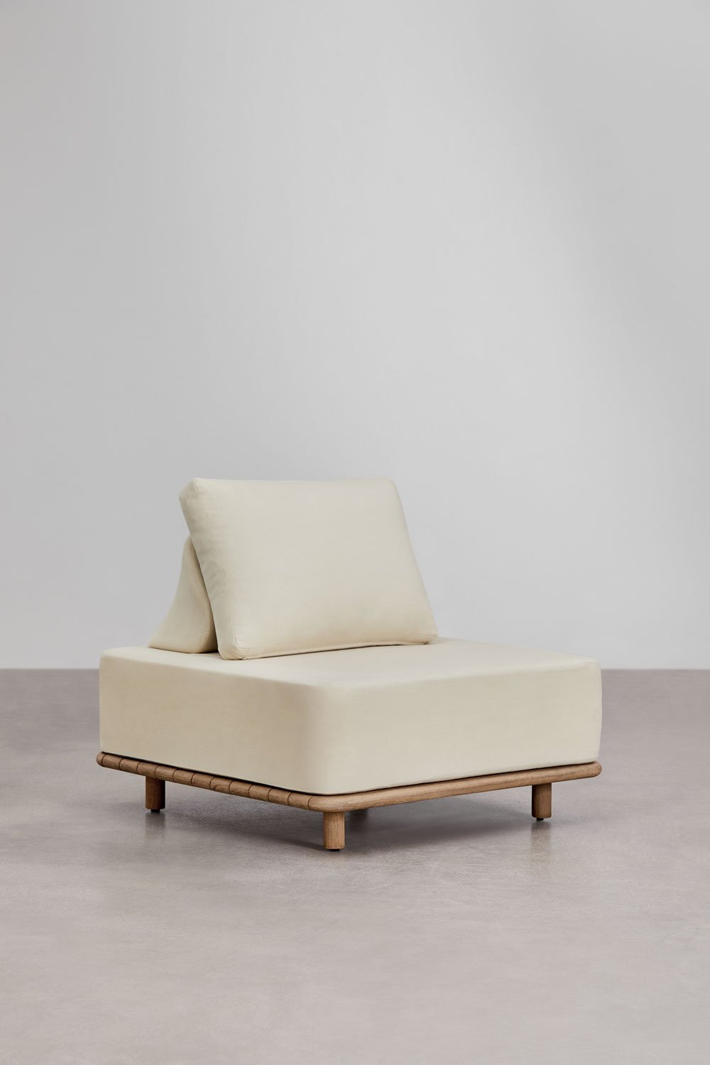 Salon de jardin avec canapé d'angle modulable 5 pièces avec table d'appoint et table d'appoint 95x95 cm en acacia Portet, image de la galerie 11