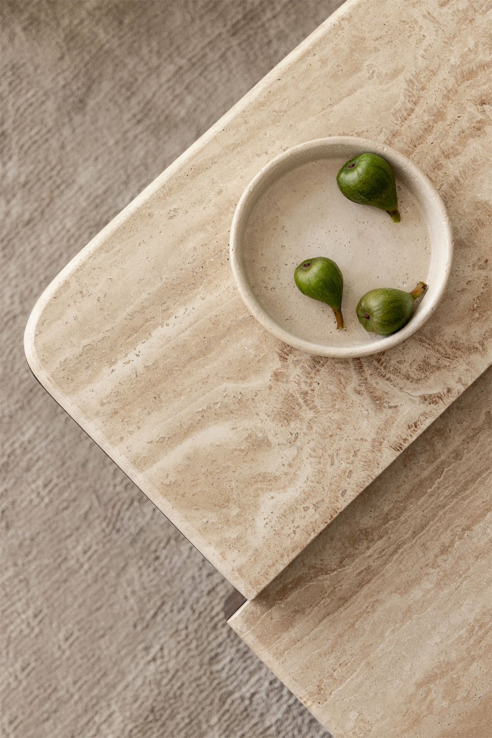 Table basse 90x90 cm en pierre naturelle et bois de manguier Clotsh, image de la galerie 3