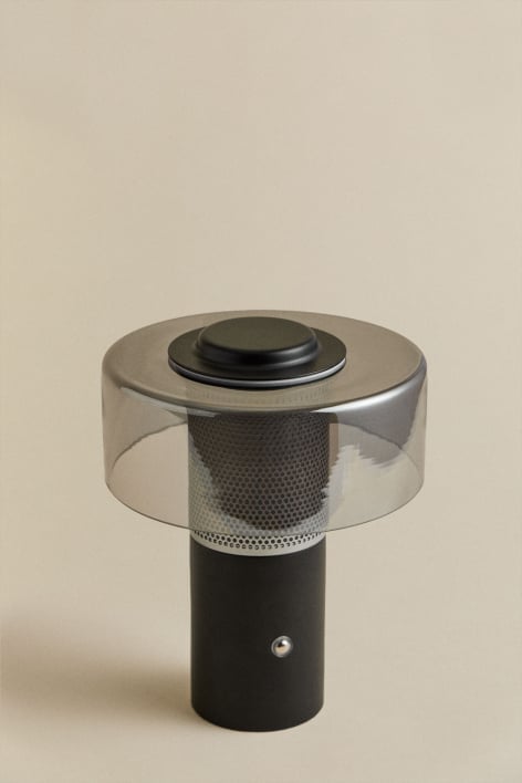 Lampe de table LED sans fil Elfriede en verre et acier