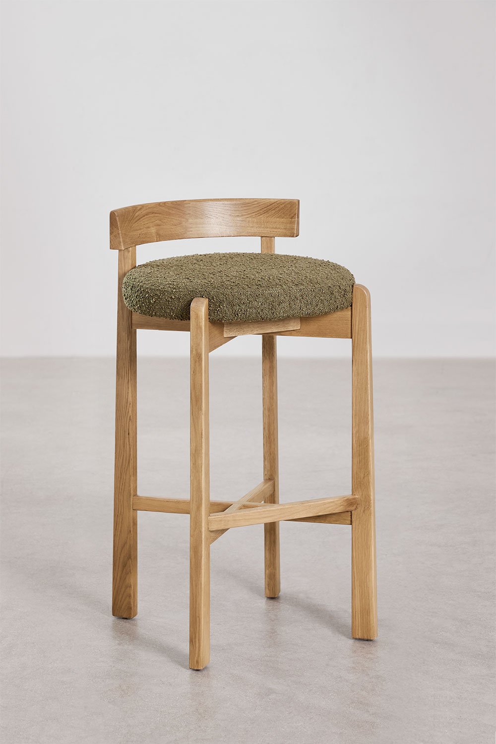 Tabouret haut en bois de chêne et revêtement Manila, image de la galerie 1