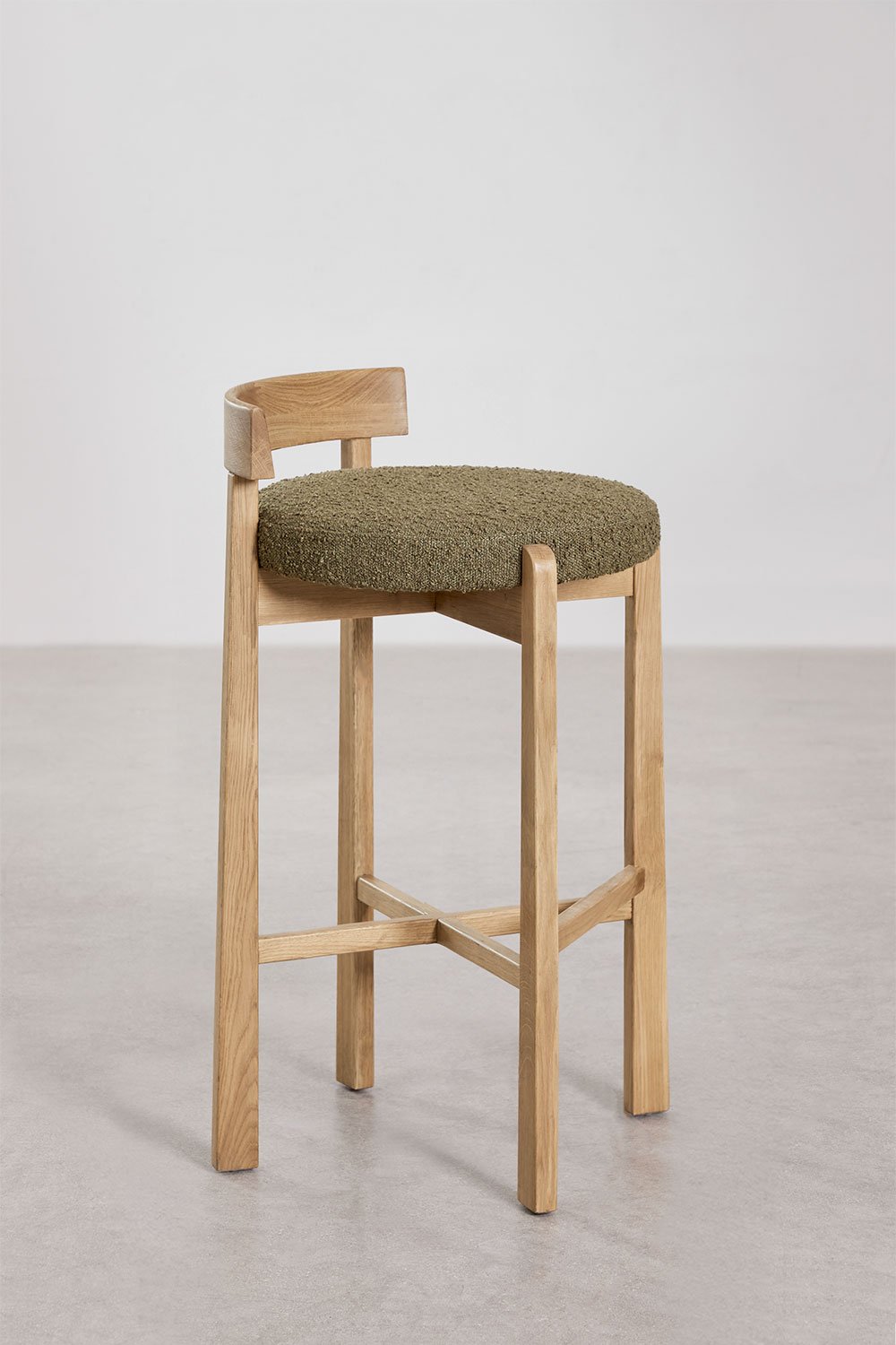 Tabouret haut en bois de chêne et revêtement Manila, image de la galerie 2