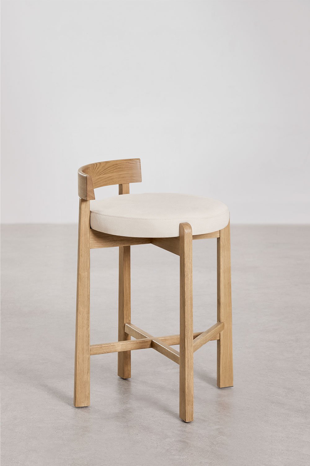 Lot de 4 tabourets hauts en bois de chêne et revêtement Manille, image de la galerie 2