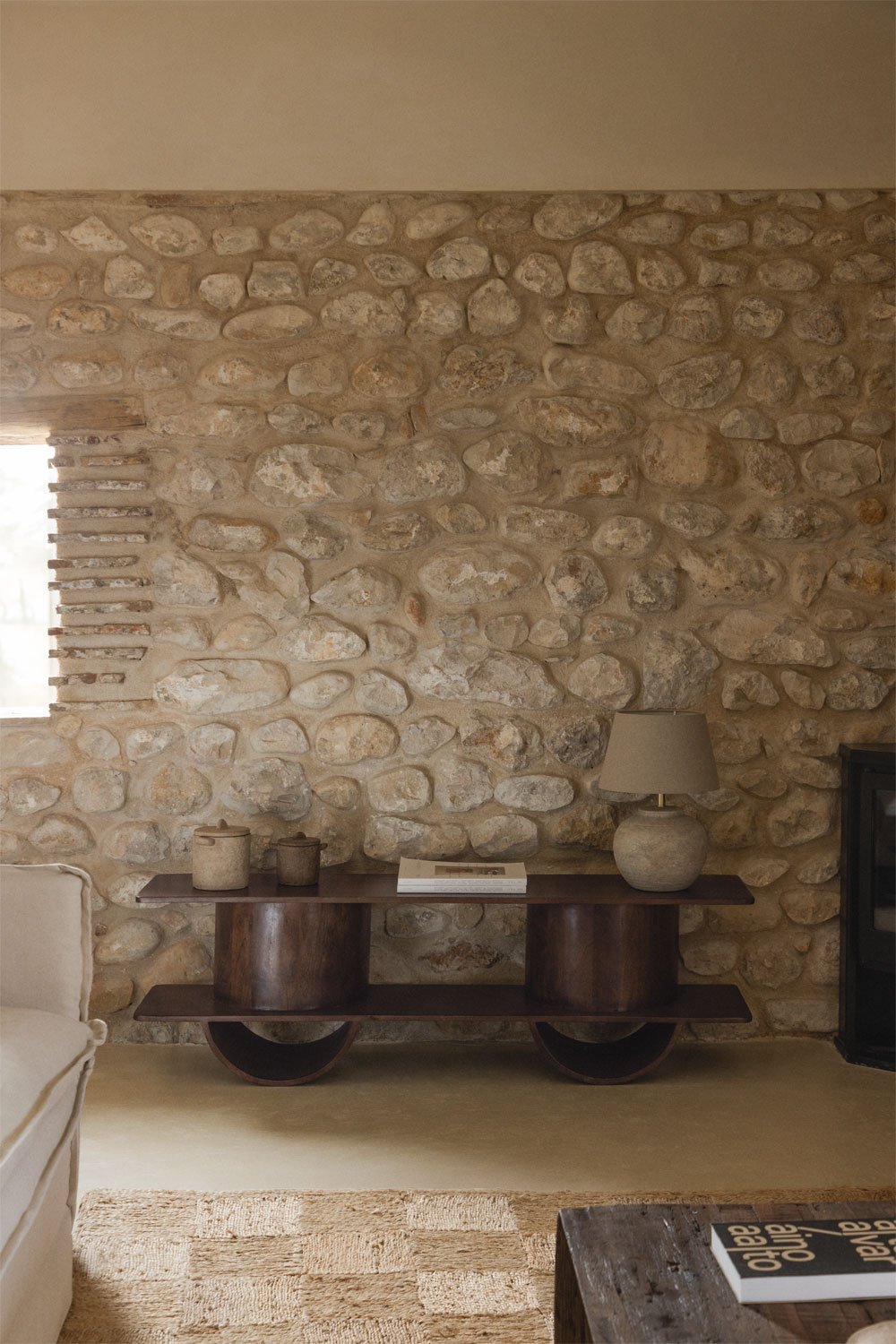 Meuble TV 150x35 cm en bois Flin, image de la galerie 1