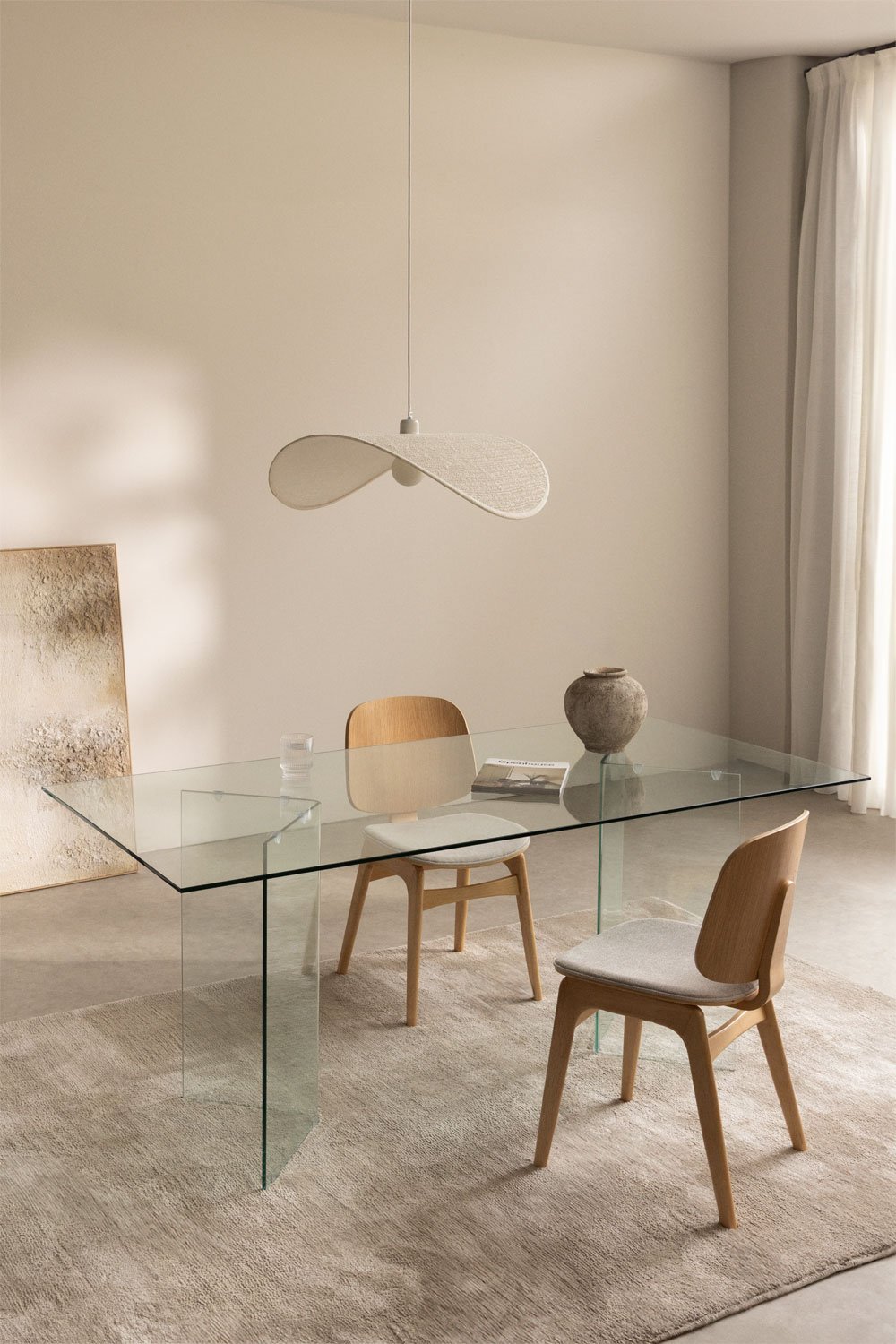 Table de salle à manger rectangulaire 180x90 cm en verre trempé Purio, image de la galerie 1