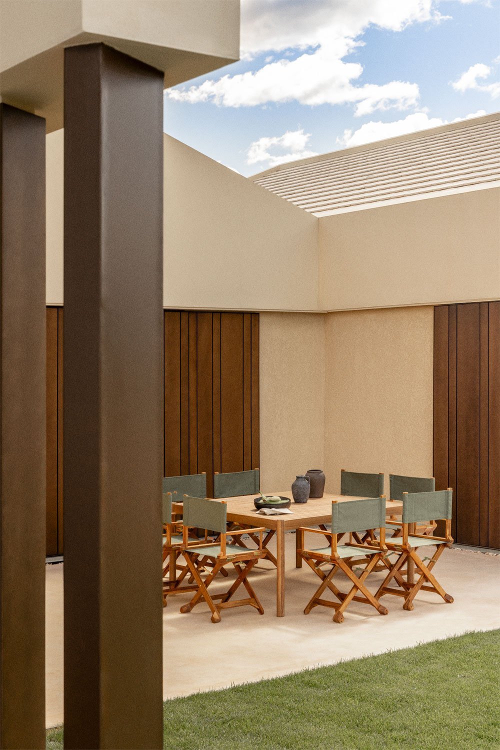 Table de jardin carrée 150x150 cm en bois d'acacia Aderyn, image de la galerie 1