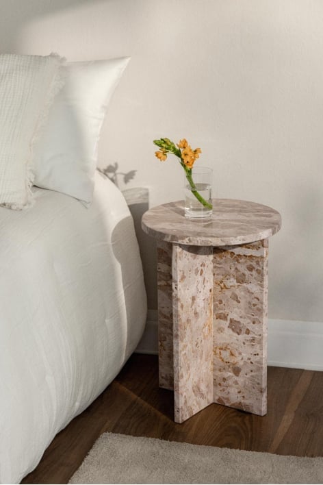 Table de chevet ronde Ø35 cm en marbre Mencia