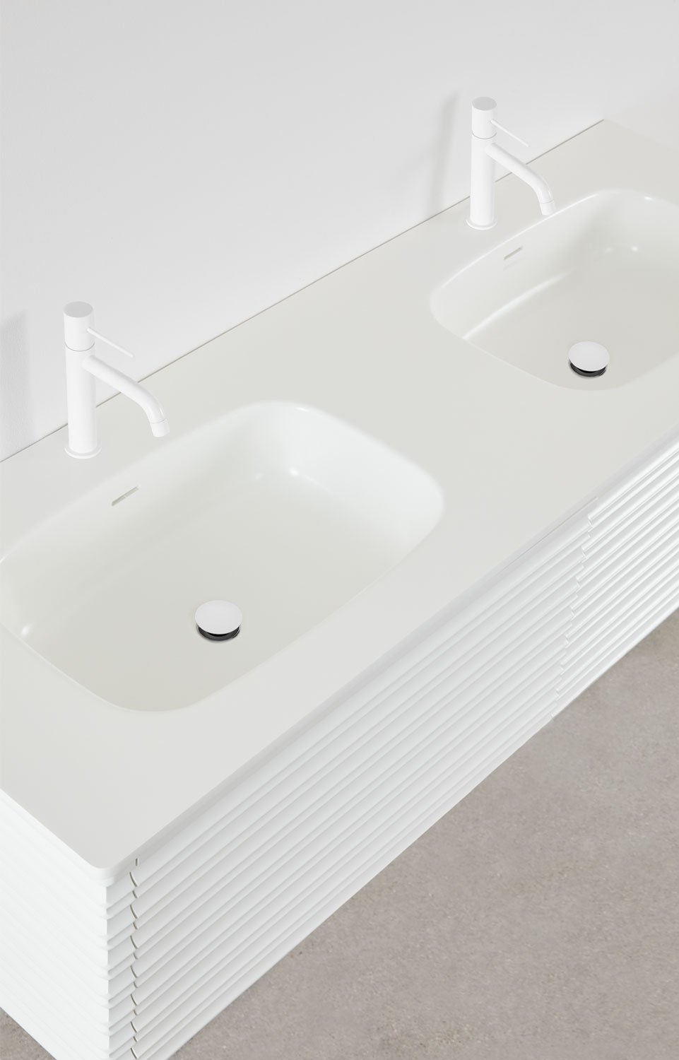 Ensemble de meubles de salle de bain en bois Noura avec vasques intégrées, image de la galerie 4