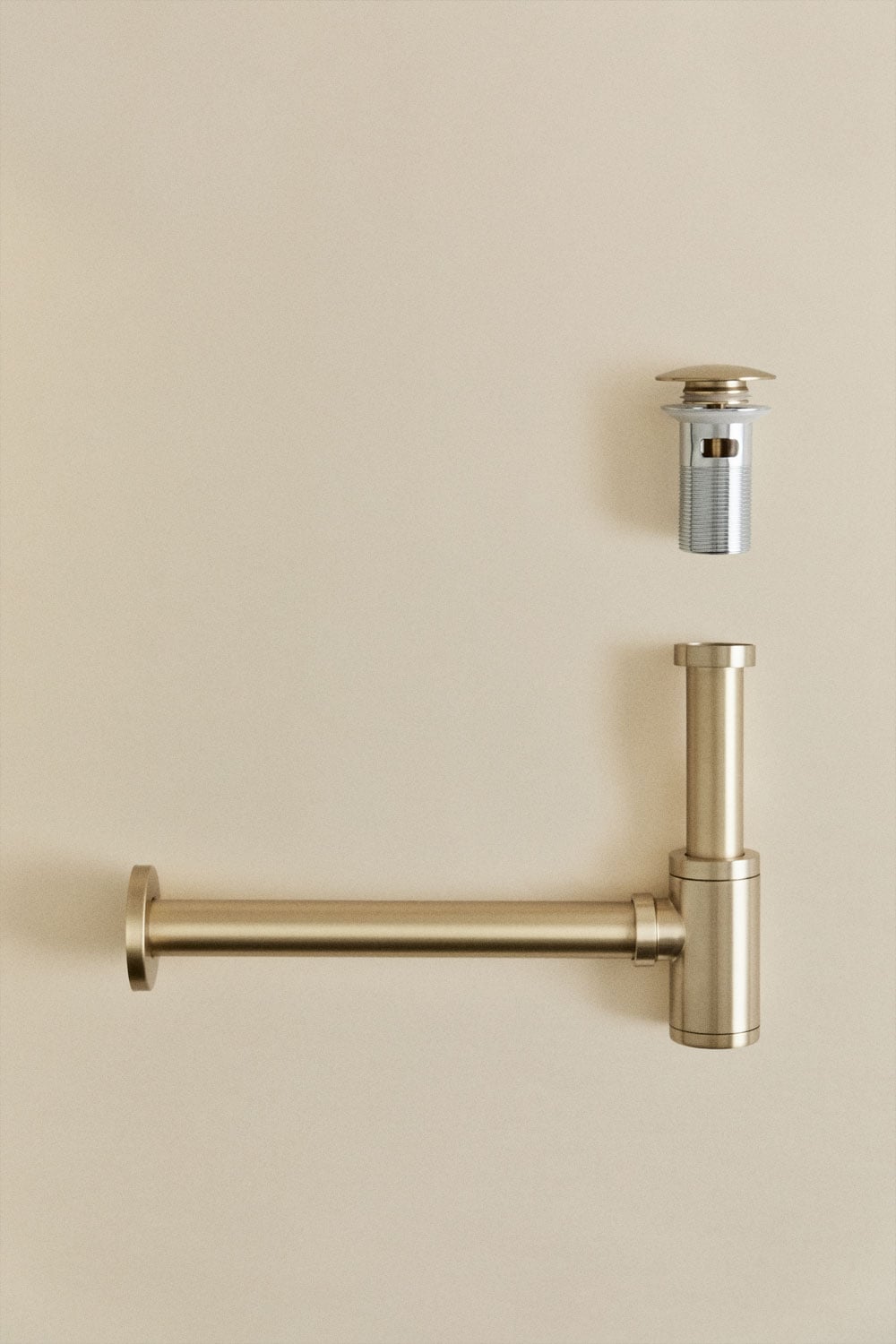 Ensemble de siphon d'évier et robinet de vidange Bibur en inox pour évier Orveta type Click-Clack, image de la galerie 1
