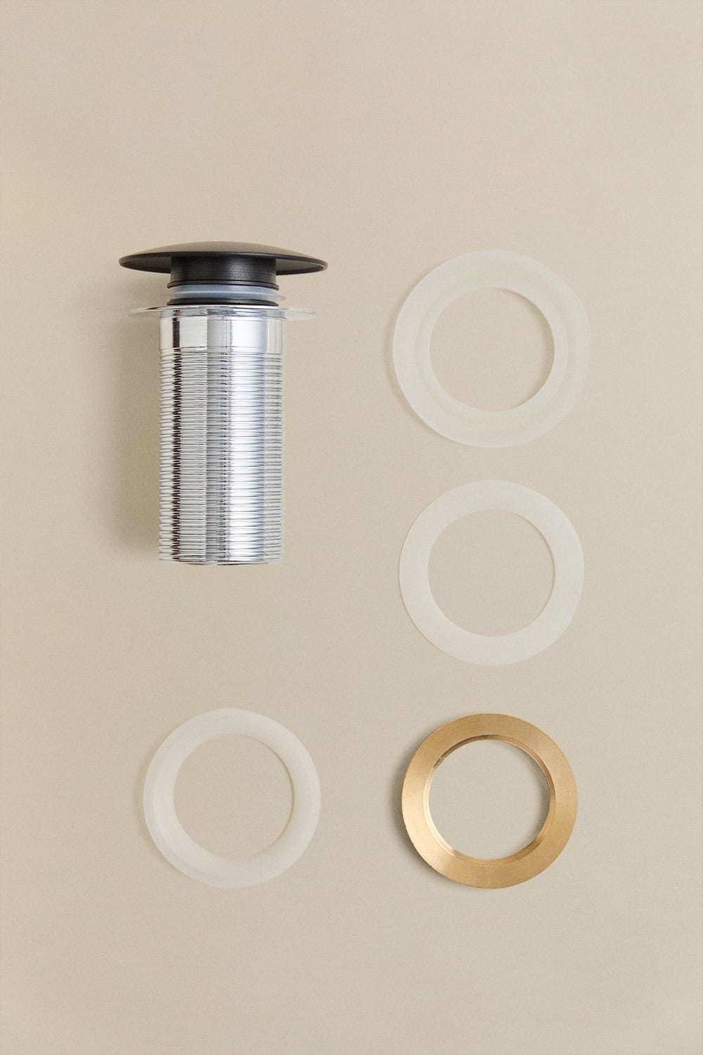 Ensemble de siphon d'évier et robinet de vidange Bibur en inox pour évier Orveta type Click-Clack, image de la galerie 6