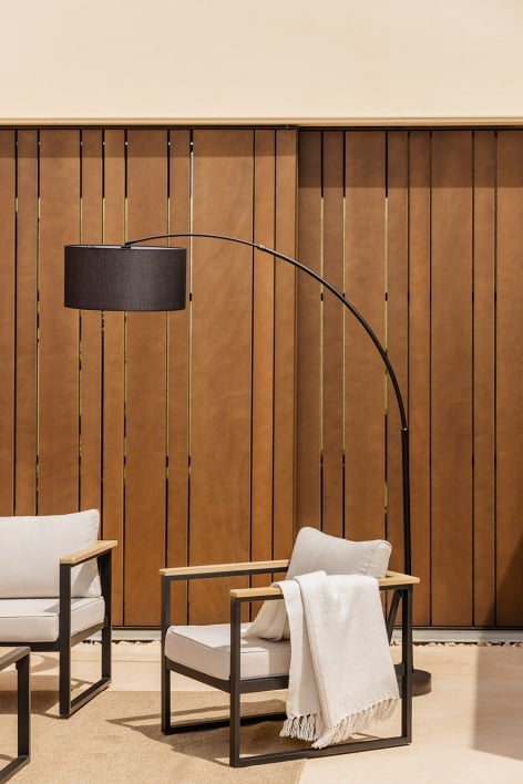 Lampadaire d'extérieur en lin et fer Vonera