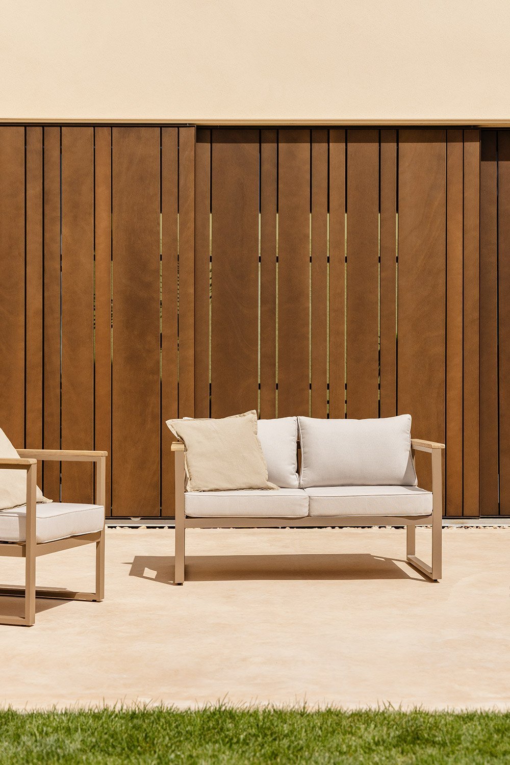 Canapé de jardin 2 places en aluminium et bois d'acacia Lipov   , image de la galerie 1