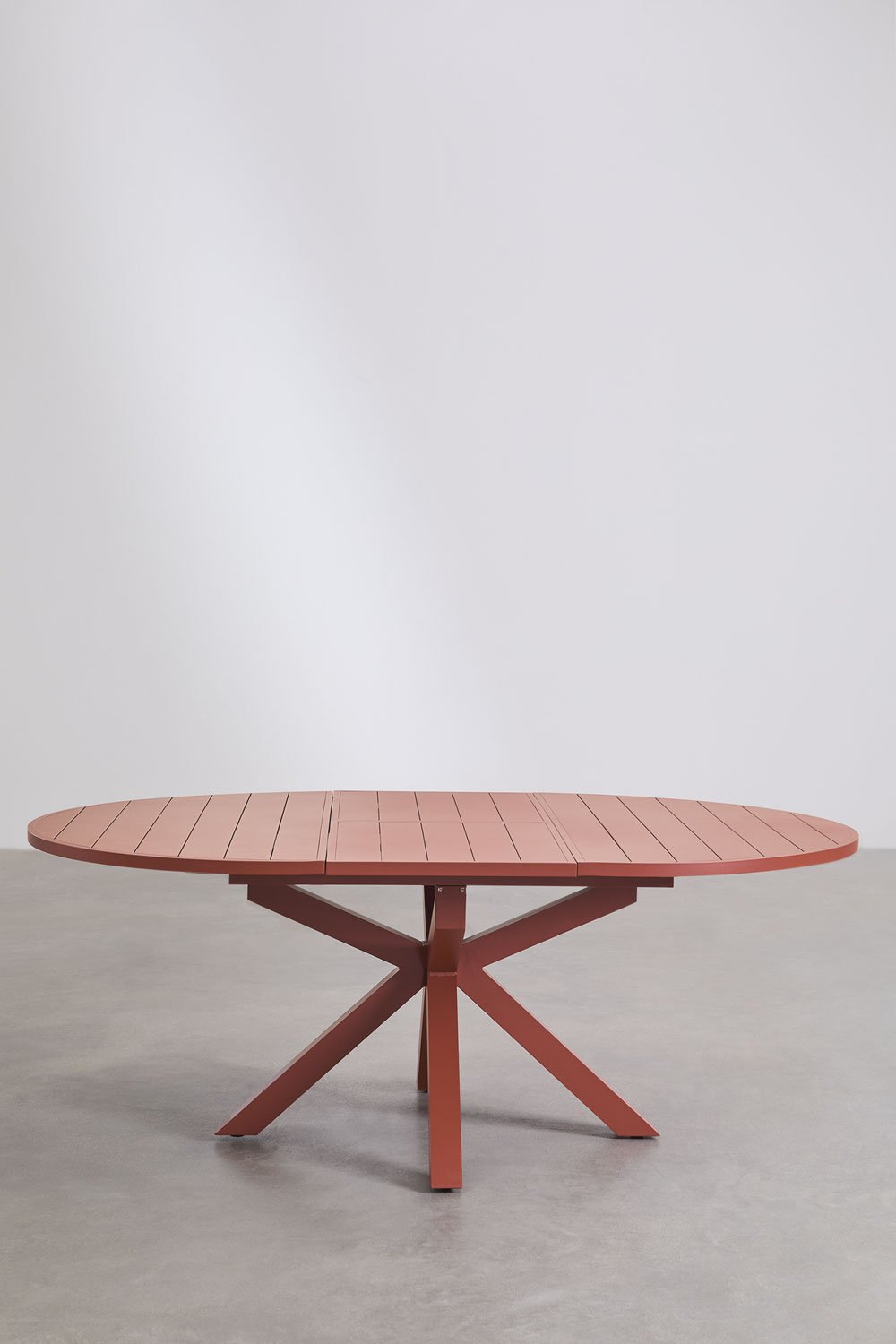 Set de table extensible ronde 145-200x145 cm Barces et 6 chaises de jardin empilables avec accoudoirs en aluminium Amatria, image de la galerie 3