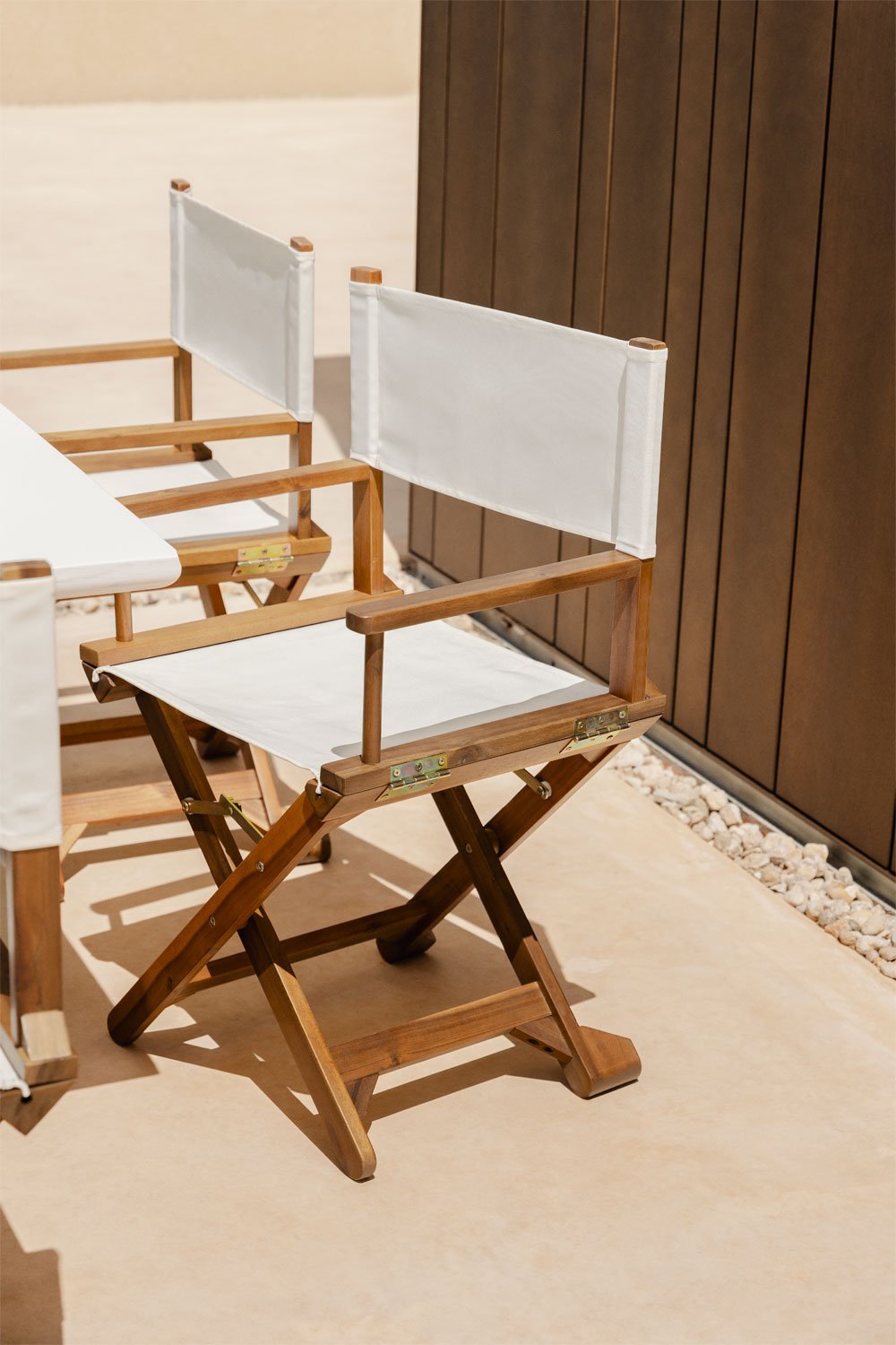 Pack de 4 chaises de réalisateur pliantes de jardin en bois Ridley, image de la galerie 1
