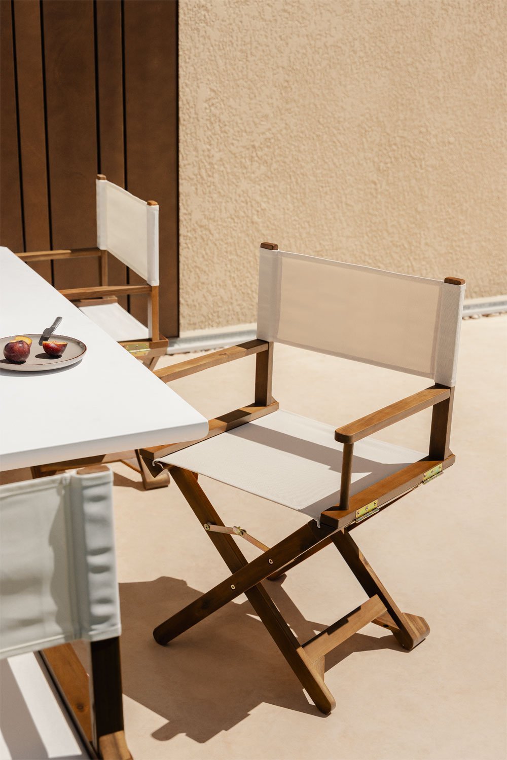Pack de 4 chaises de réalisateur pliantes de jardin en bois Ridley, image de la galerie 1