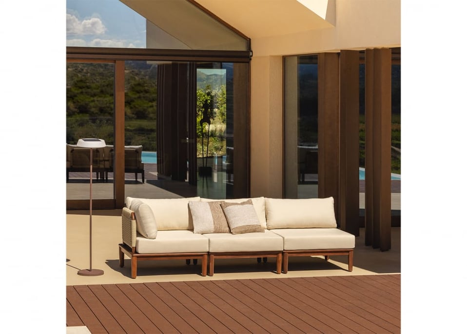 Canapé d'angle de jardin modulable 3 pièces Giulia en acacia