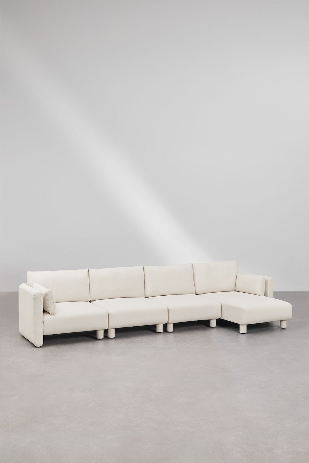 Canapé modulable avec méridienne droite 4 pièces en tissu bouclé Artemisa, image de la galerie 1
