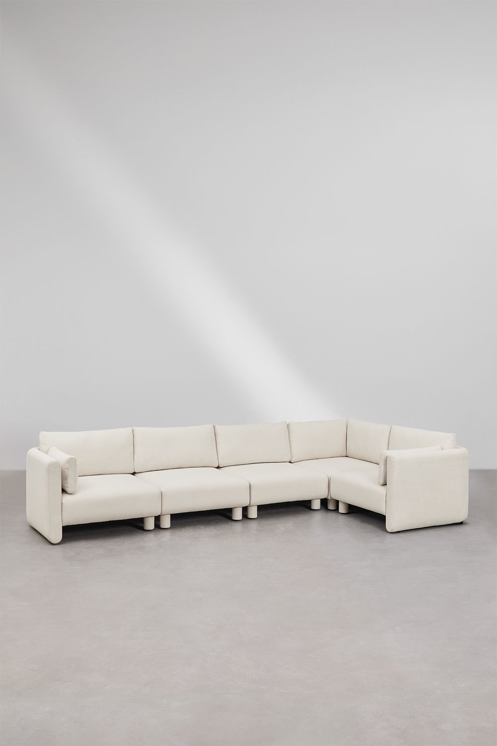 Canapé d'angle droit modulable 5 pièces en tissu bouclé Artemisa, image de la galerie 1