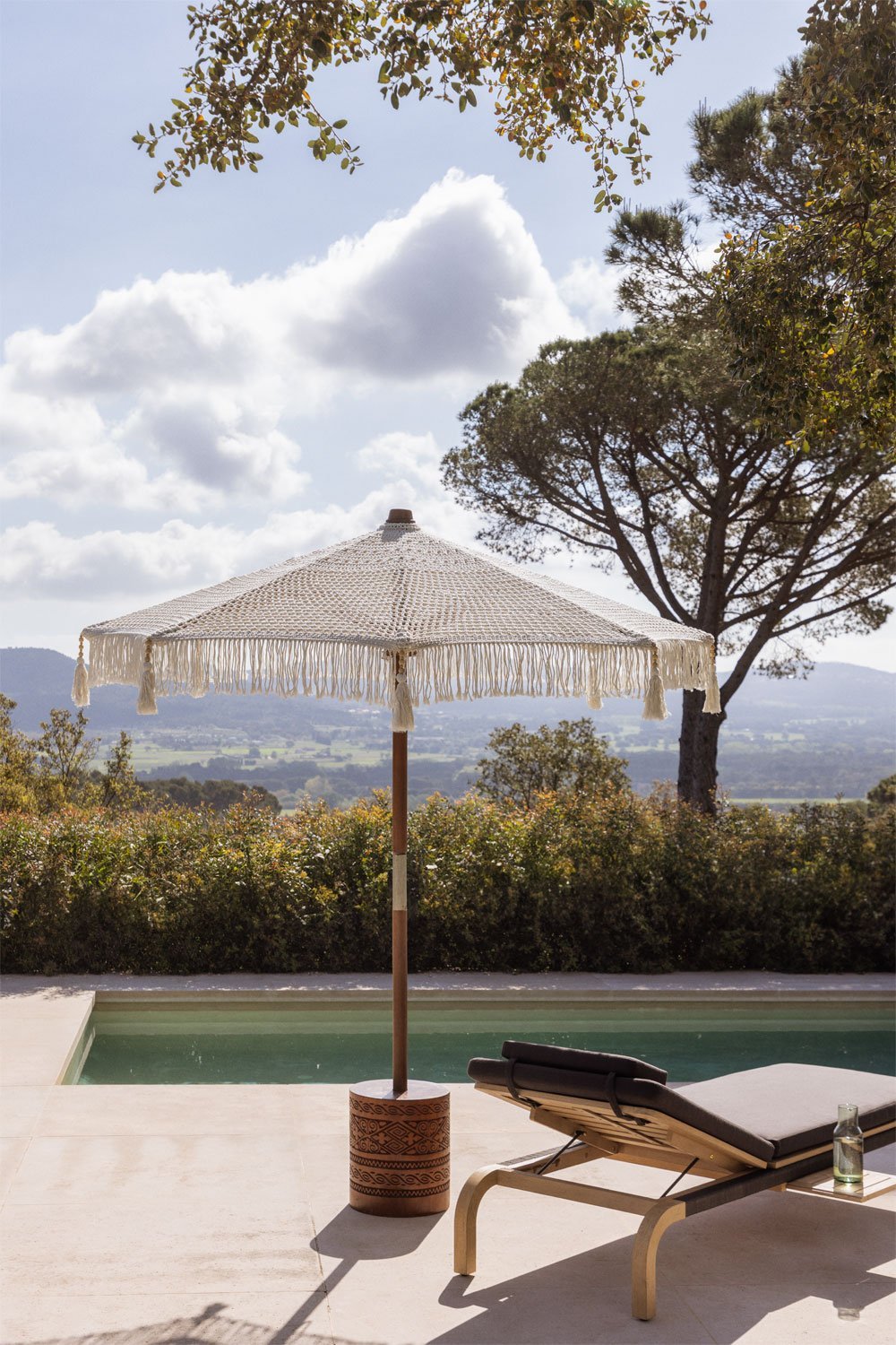Parasol Tongariki en teck et coton, image de la galerie 1