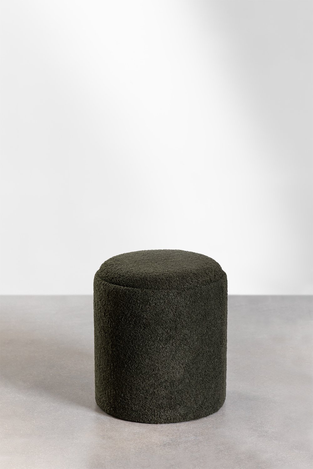 Pouf rond rembourré Berkeleni avec plateau et rangement, image de la galerie 2